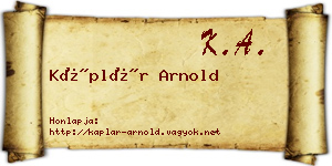 Káplár Arnold névjegykártya