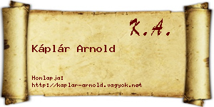 Káplár Arnold névjegykártya