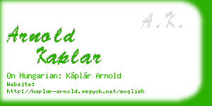 arnold kaplar business card
