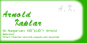 arnold kaplar business card